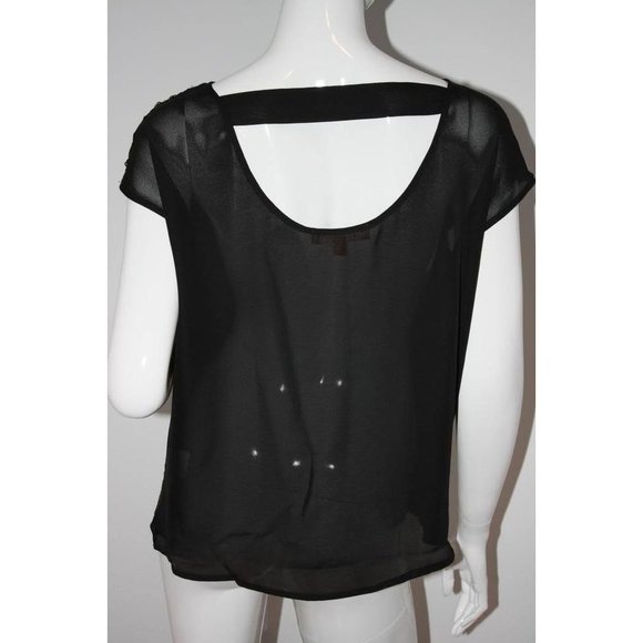 ELLEN  TRACY Filigree BRONZE Sequin BLACK Blouse TOP ( M ) - Picture 2 of 2